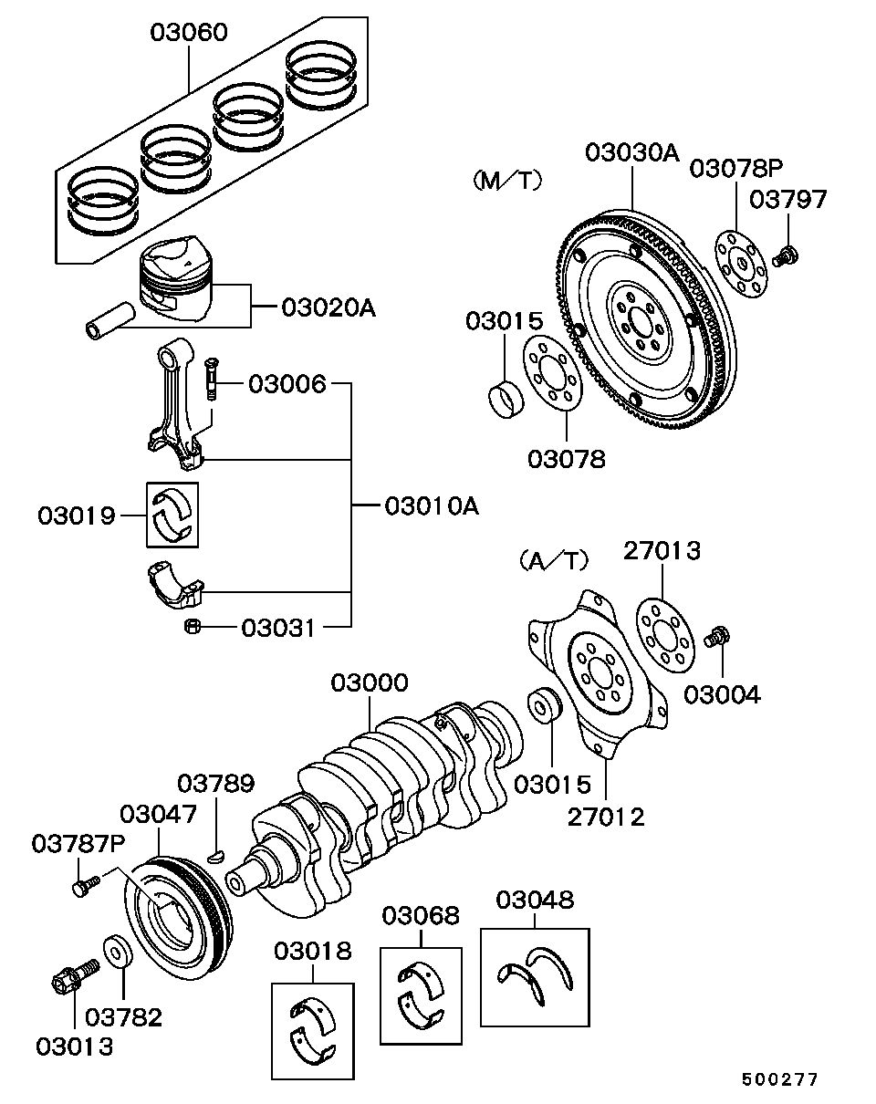 Mitsubishi MD327493 - Комплект підшипників колінчастого вала autozip.com.ua