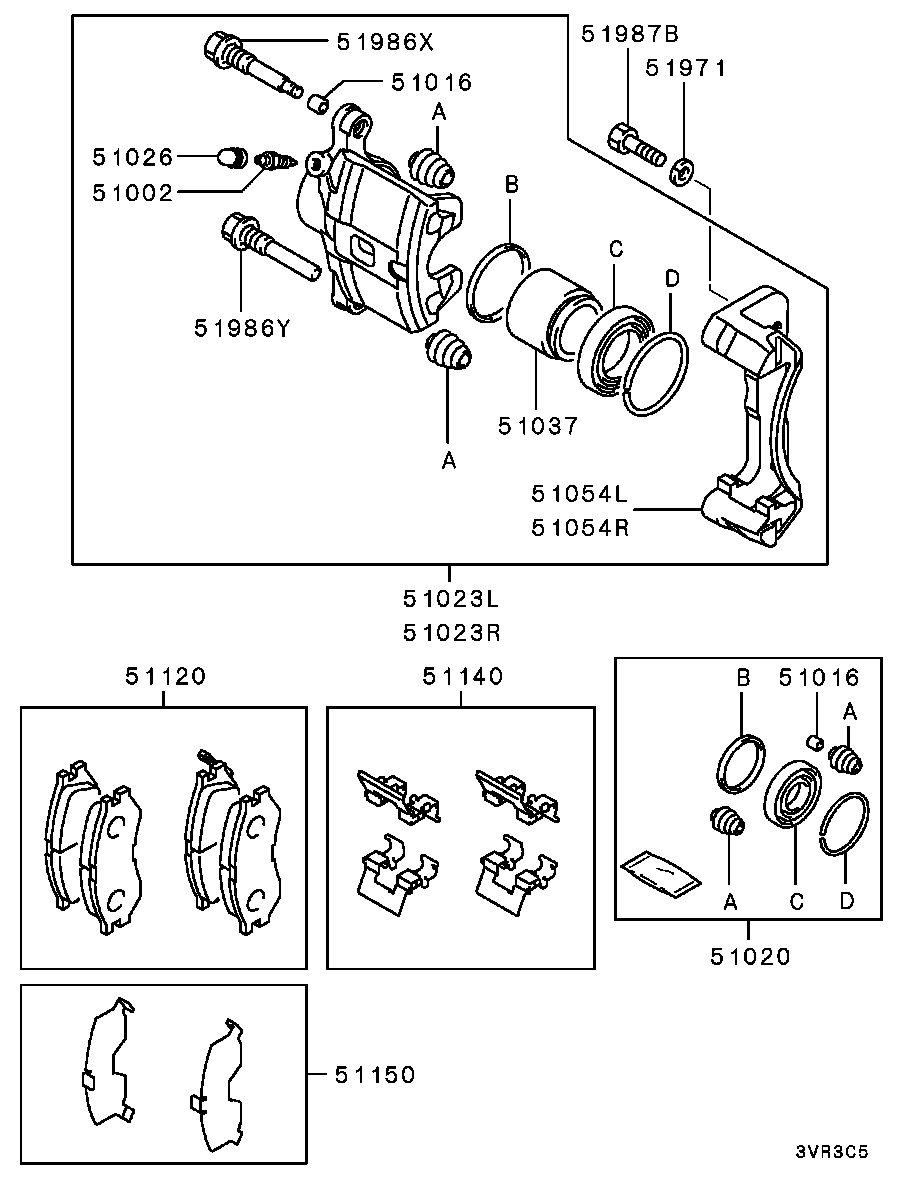 Mitsubishi MR389597 - Гальмівні колодки, дискові гальма autozip.com.ua