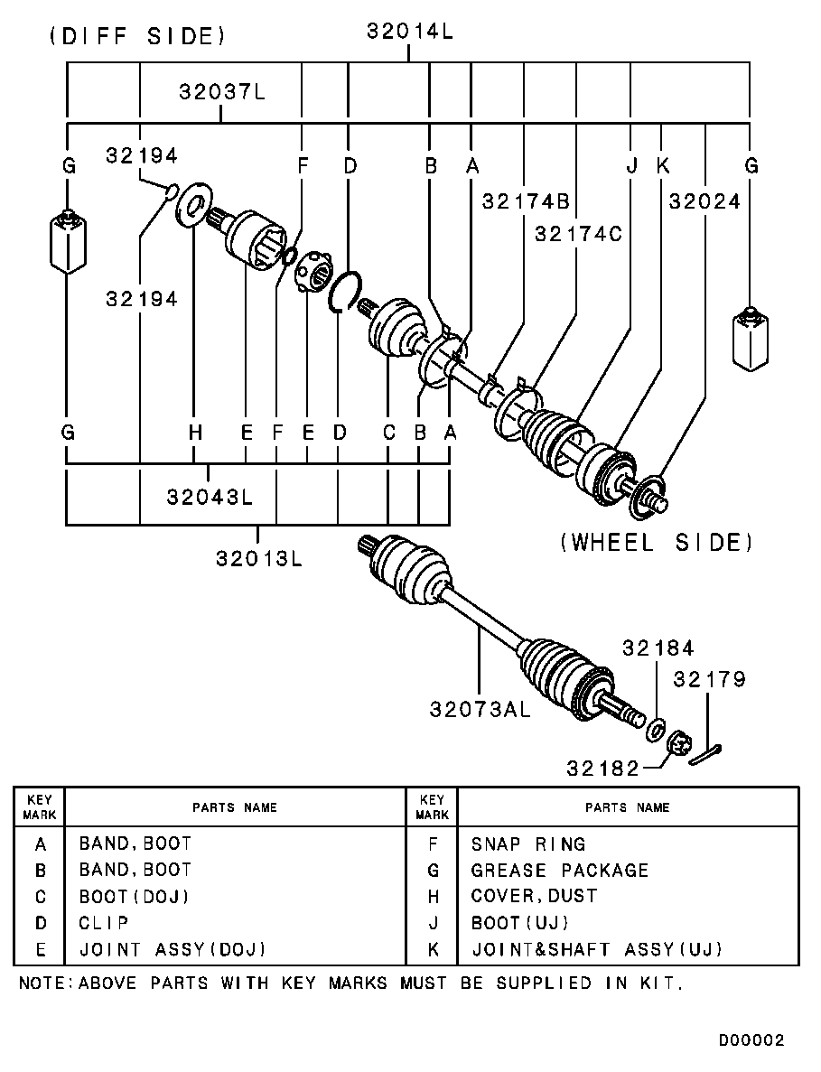 Mitsubishi MR453383 - Шарнірний комплект, ШРУС, приводний вал autozip.com.ua