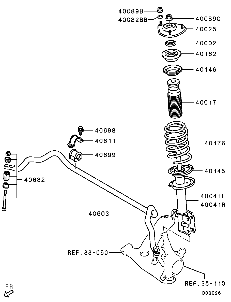 Mitsubishi MR594023 - Амортизатор autozip.com.ua