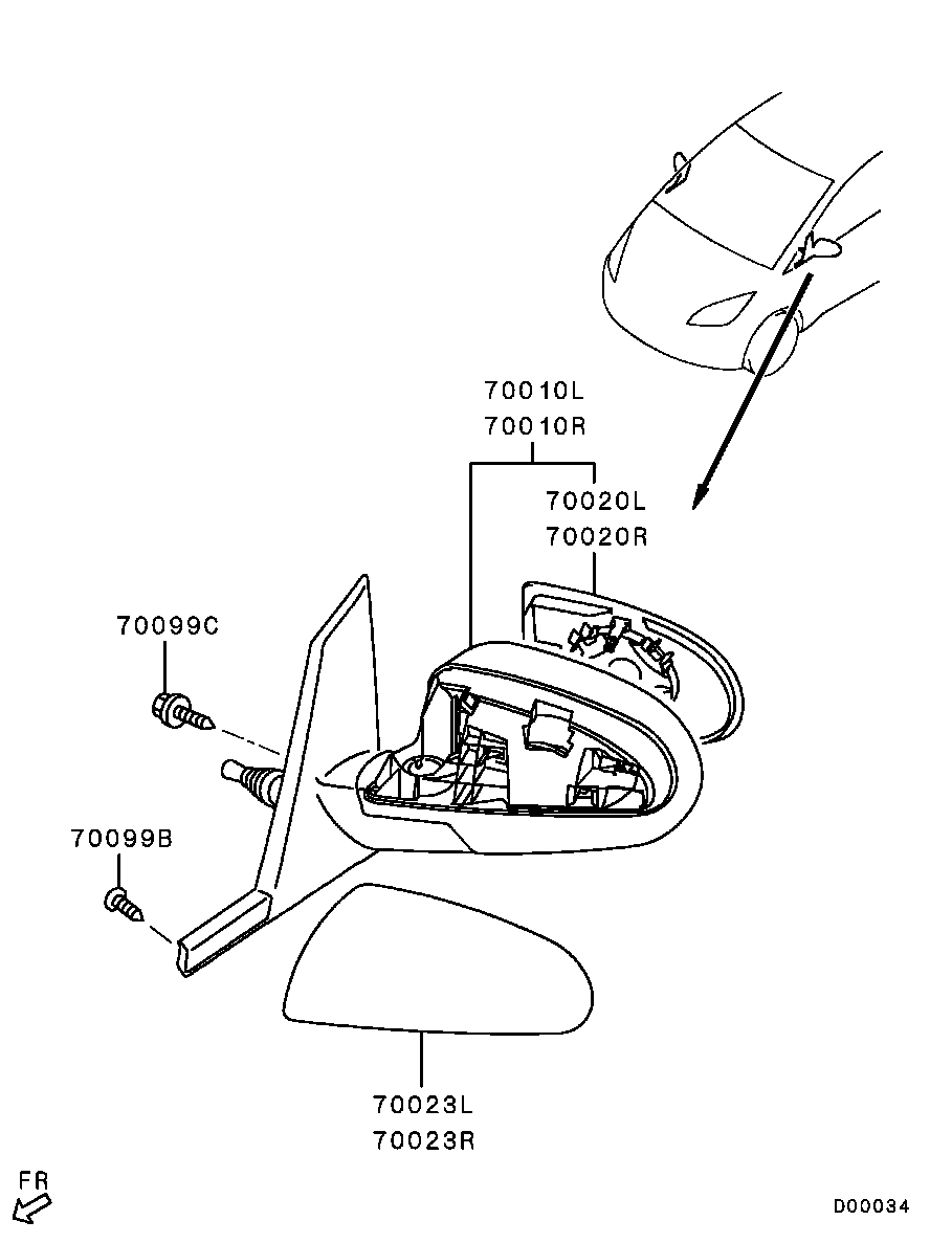 Mitsubishi 7632A164 - Зовнішнє дзеркало autozip.com.ua