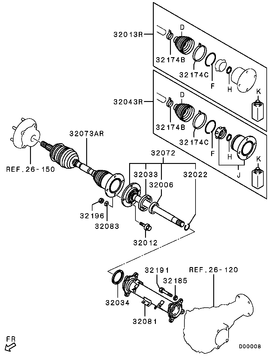 Mitsubishi 3815A196 - Шарнірний комплект, ШРУС, приводний вал autozip.com.ua