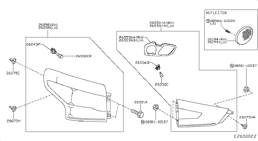 NISSAN 26555-HV00A - Задній ліхтар autozip.com.ua