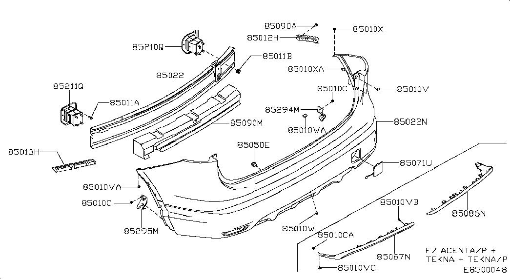 NISSAN 85220-4EA0A - Кронштейн, буфер autozip.com.ua