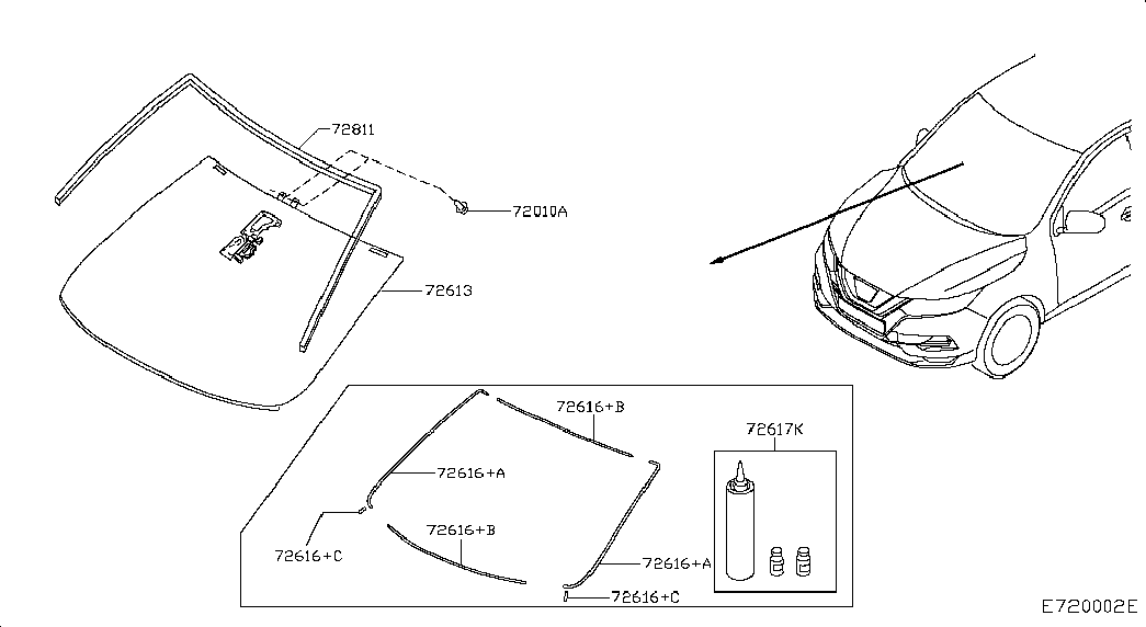 NISSAN 72752 4EA1A - Облицювання / захисна накладка, вітрове скло autozip.com.ua