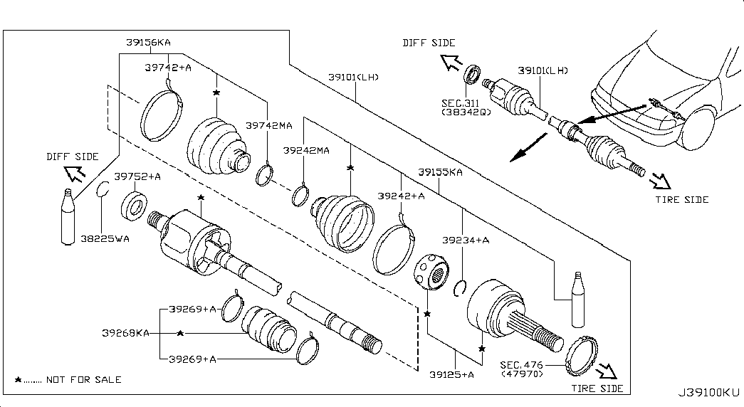 NISSAN 39741-6N225 - Пильник, приводний вал autozip.com.ua