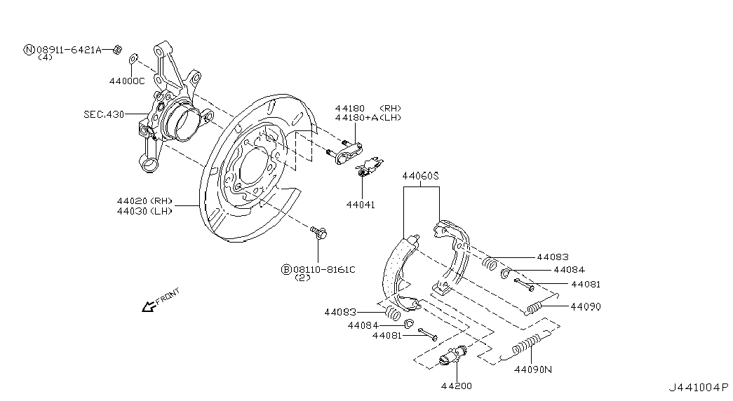 NISSAN 44060-8H725 - Комплект гальм, ручник, парковка autozip.com.ua