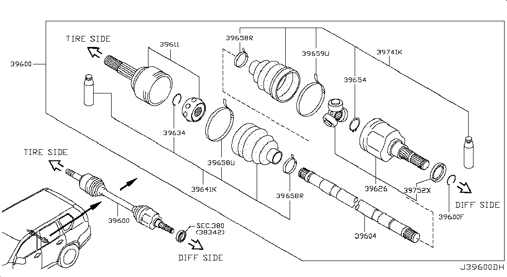 Infiniti 39211EN100 - Пильник, приводний вал autozip.com.ua