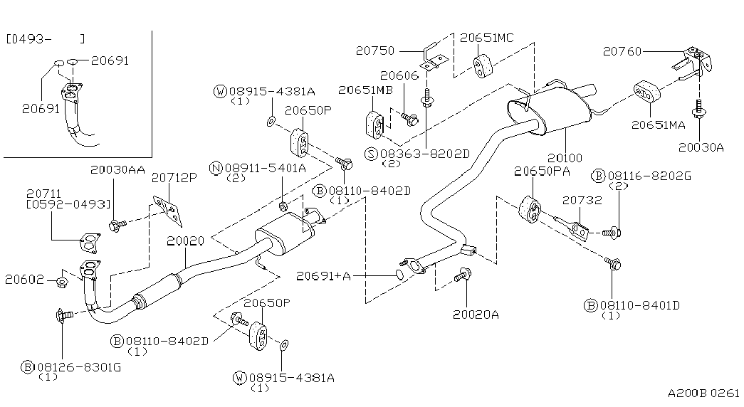 Datsun 2065050Y00 - Кронштейн, втулка, система випуску autozip.com.ua