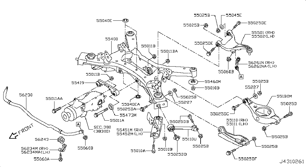 NISSAN 55419-3JA0A - Опора, диференціал autozip.com.ua