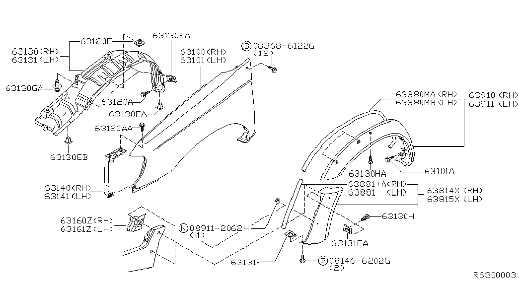 NISSAN 63848-D4001 - Зажим, молдинг / захисна накладка autozip.com.ua