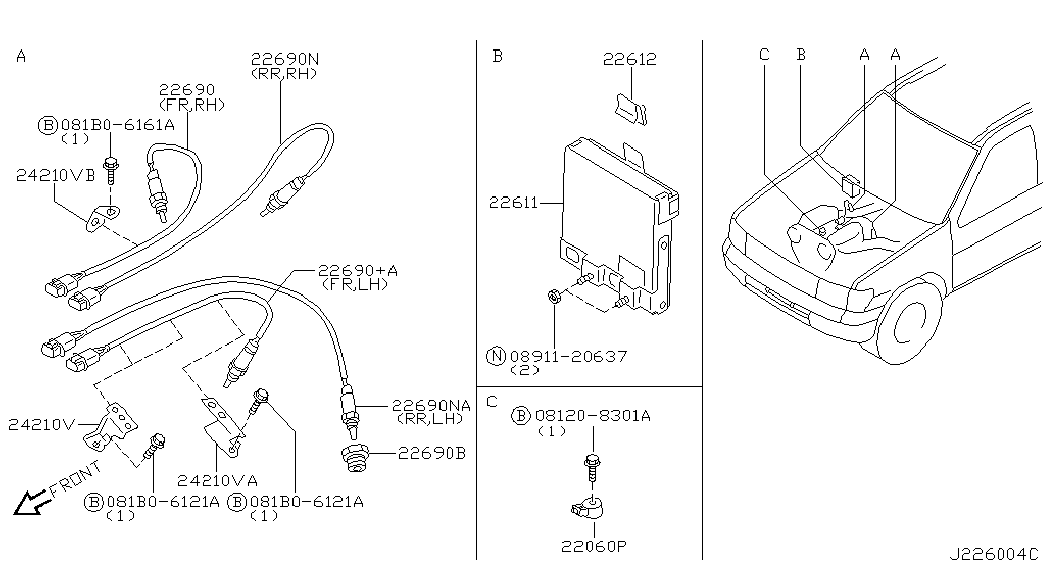 NISSAN 226904W020 - Лямбда-зонд, датчик кисню autozip.com.ua