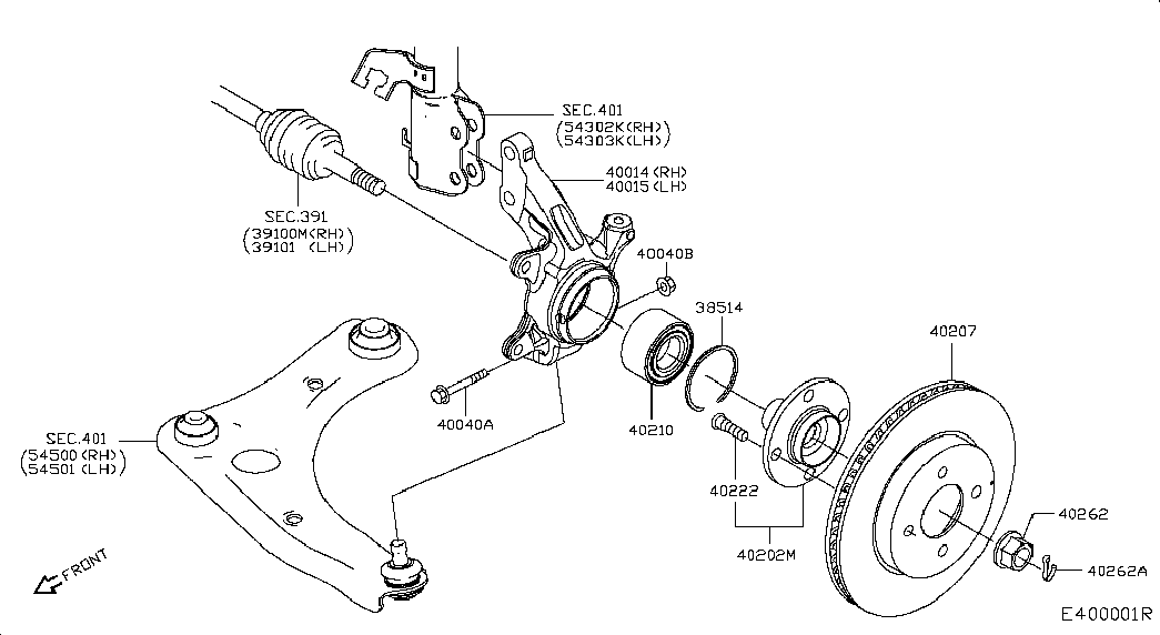 NISSAN 40210-1HM0A - Комплект підшипника маточини колеса autozip.com.ua