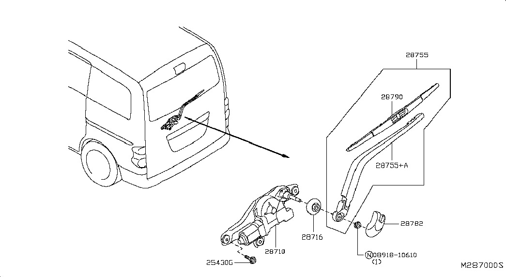 NISSAN 28780-JX00B - Важіль склоочисника, система очищення вікон autozip.com.ua