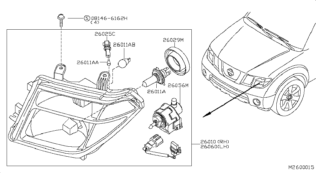 NISSAN 26010EB30C - Основна фара autozip.com.ua