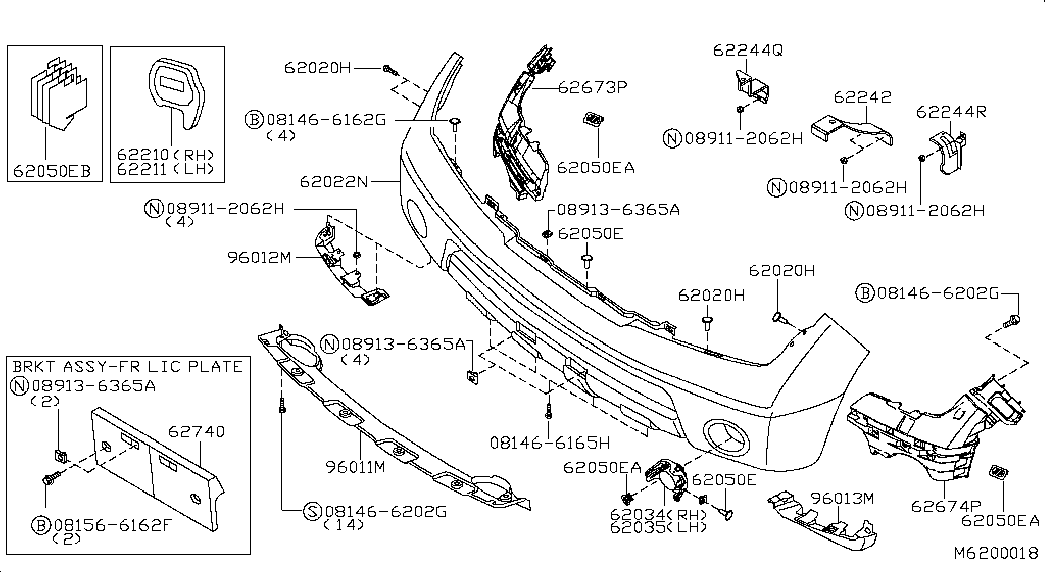 NISSAN 62223-EB31A - Кронштейн, буфер autozip.com.ua