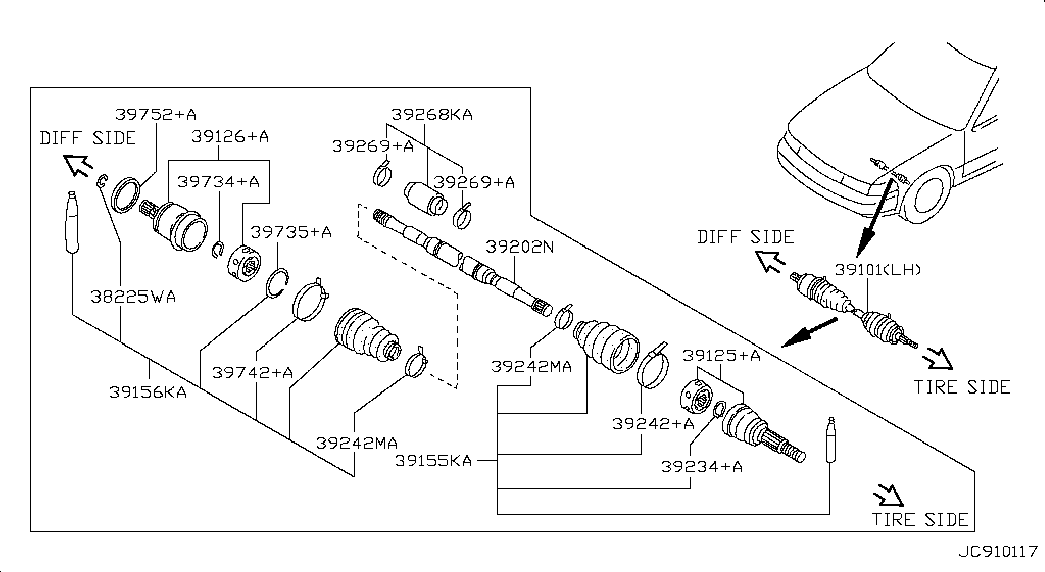 NISSAN 39741-55E85 - Пильник, приводний вал autozip.com.ua