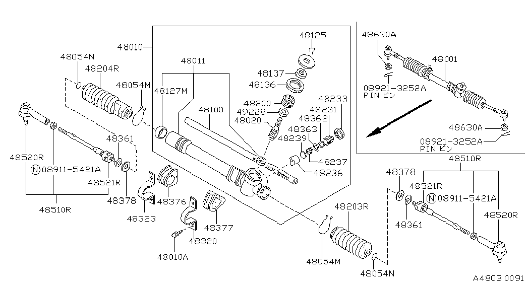 NISSAN 48520-50A26 - Наконечник рульової тяги, кульовий шарнір autozip.com.ua