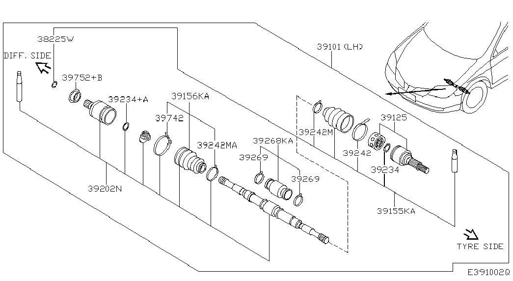 NISSAN 39741-AW325 - Пильник, приводний вал autozip.com.ua