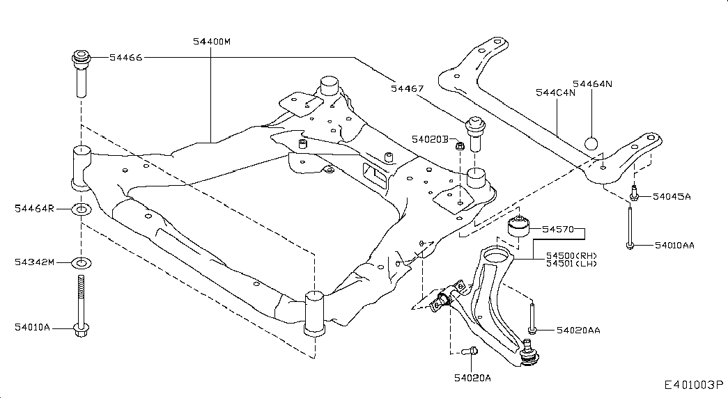 NISSAN 54400-BB50B - Допоміжна рама / агрегат опори autozip.com.ua