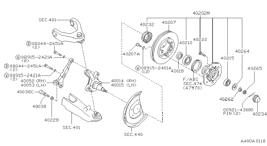 NISSAN 40015-01G50 - Поворотний кулак, підвіска колеса autozip.com.ua