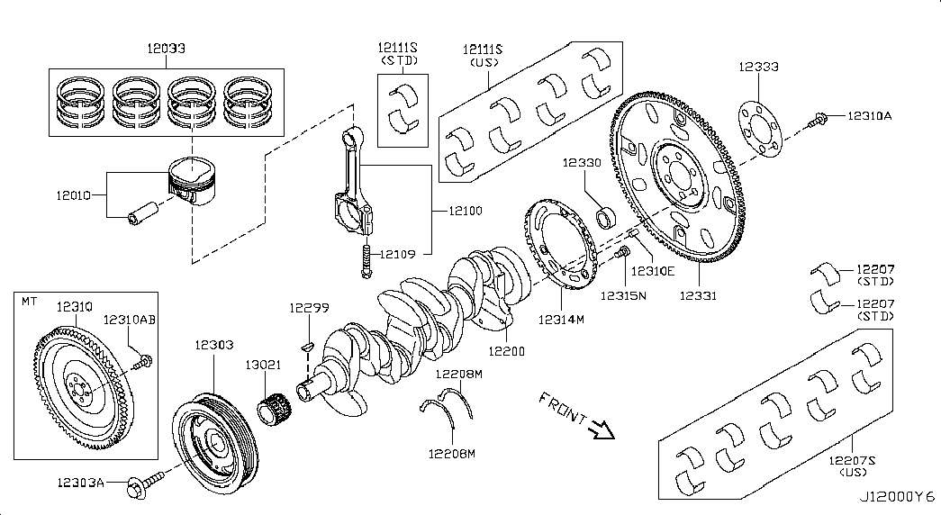 NISSAN 12309-ED000 - Болт, шестерня - колінчастий вал autozip.com.ua