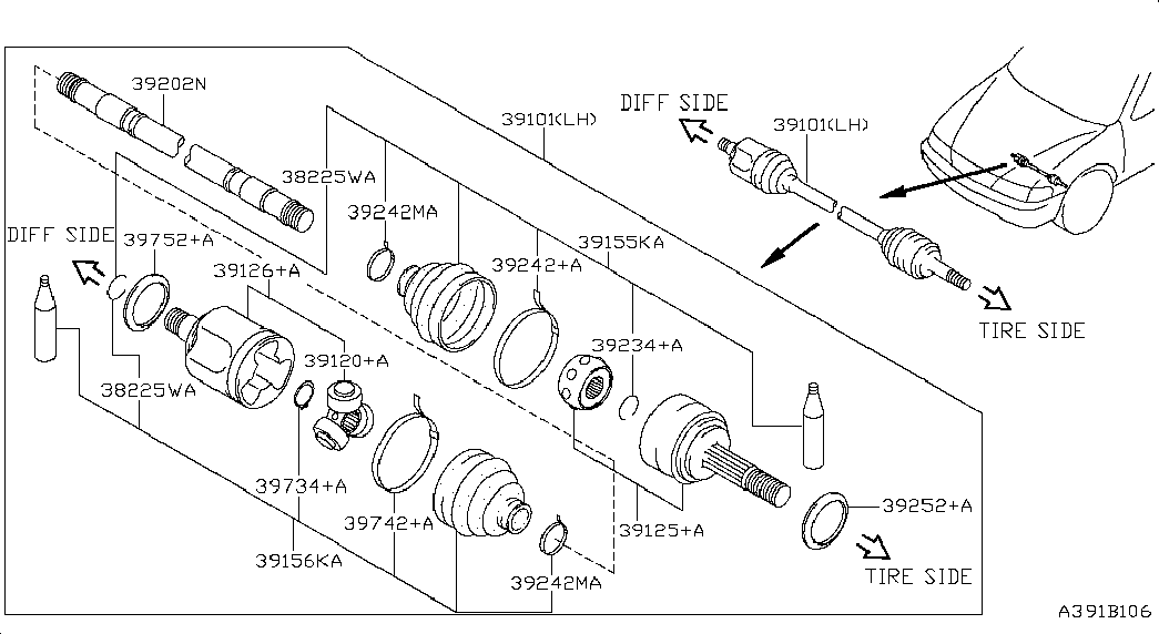 Infiniti 39741-01E89 - Пильник, приводний вал autozip.com.ua