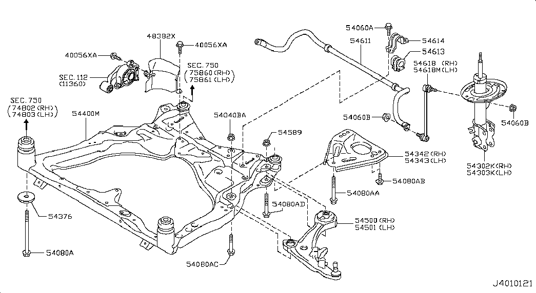 NISSAN 54400-JN00A - Втулка, балка мосту autozip.com.ua