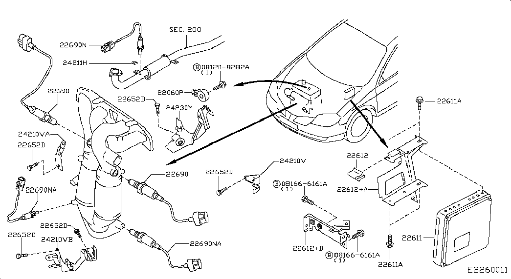 Infiniti 226A0-AU011 - Лямбда-зонд, датчик кисню autozip.com.ua