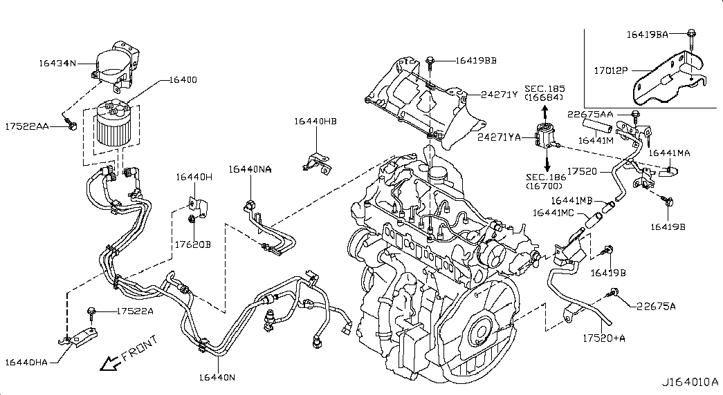 NISSAN 16400-JY00A - Паливний фільтр autozip.com.ua