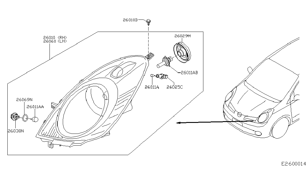 NISSAN 262615F005 - Лампа розжарювання, освітлення щитка приладів autozip.com.ua