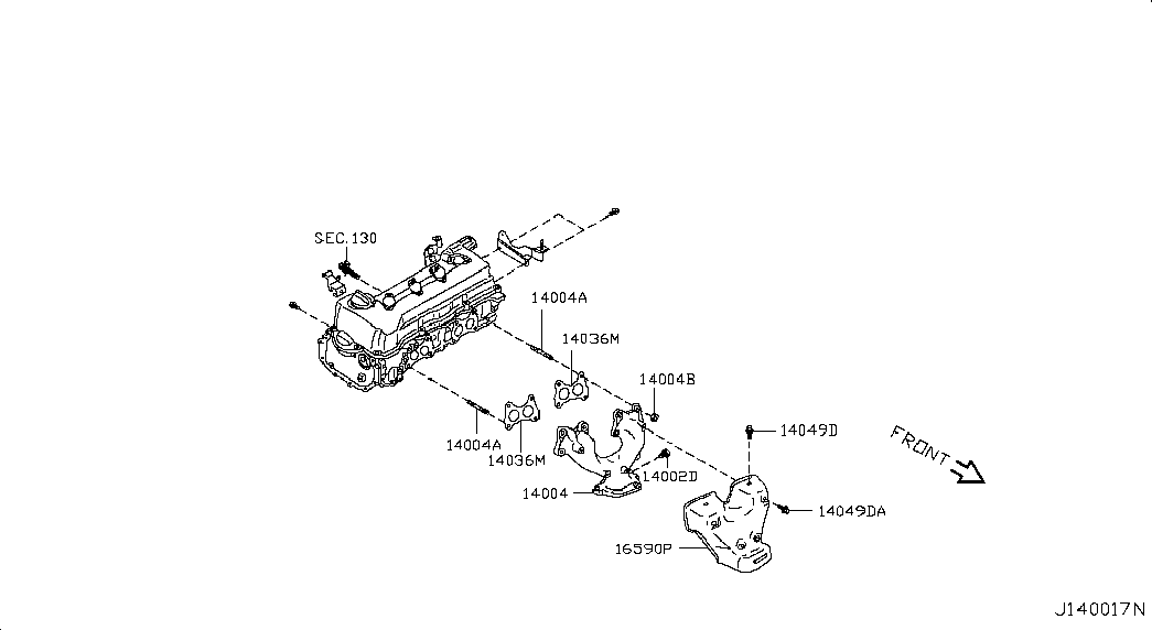 NISSAN 14036-95F0A - Прокладка, випускний колектор autozip.com.ua