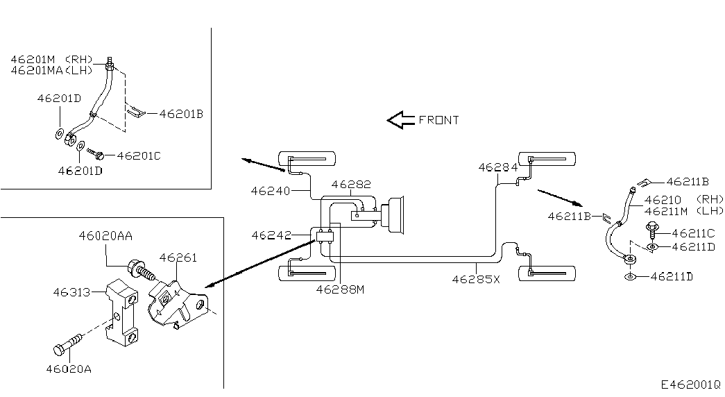 NISSAN 462105M405 - Гальмівний шланг autozip.com.ua