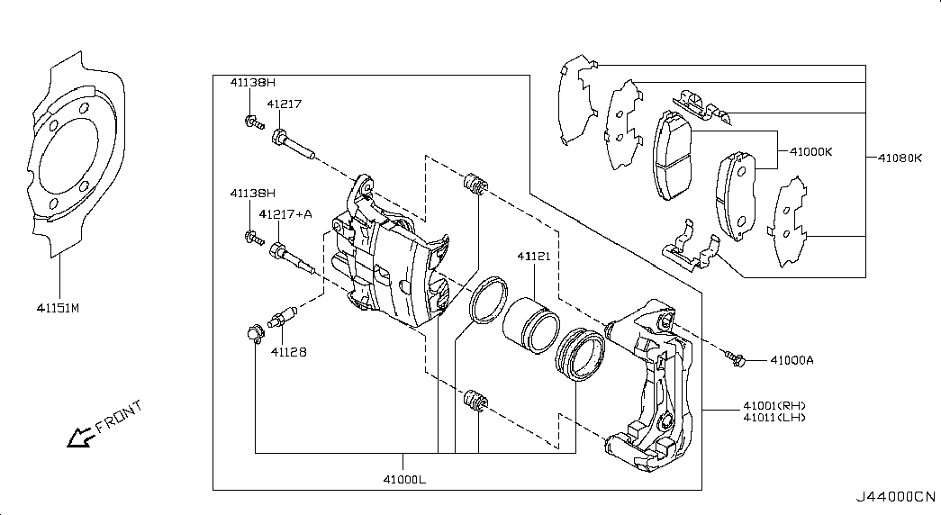 Infiniti 410019Y000 - Ремкомплект, гальмівний супорт autozip.com.ua