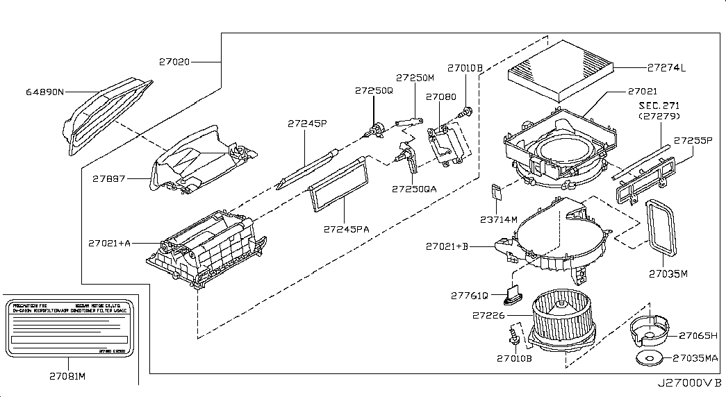 NISSAN 27277-9W125 - Фільтр, повітря у внутрішній простір autozip.com.ua