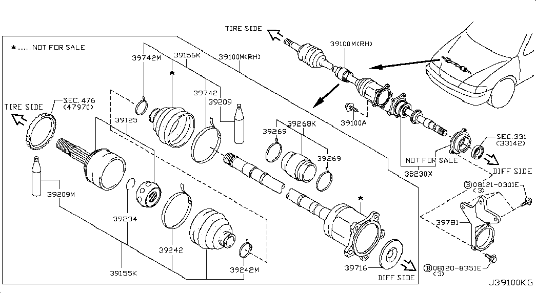 OM 39100-8H615 - Шарнір, ШРУС, приводний вал autozip.com.ua