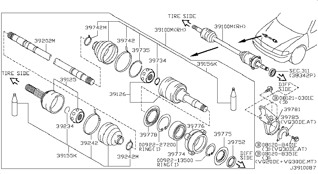 NISSAN 39241-8V125 - Пильник, приводний вал autozip.com.ua