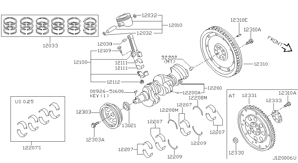 NISSAN 12111-31U10 - Шатуни підшипник autozip.com.ua