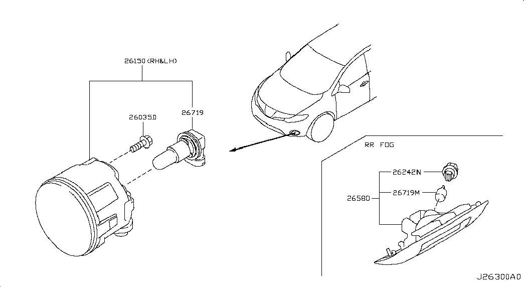 NISSAN 26150-8990B - Противотуманная фара autozip.com.ua