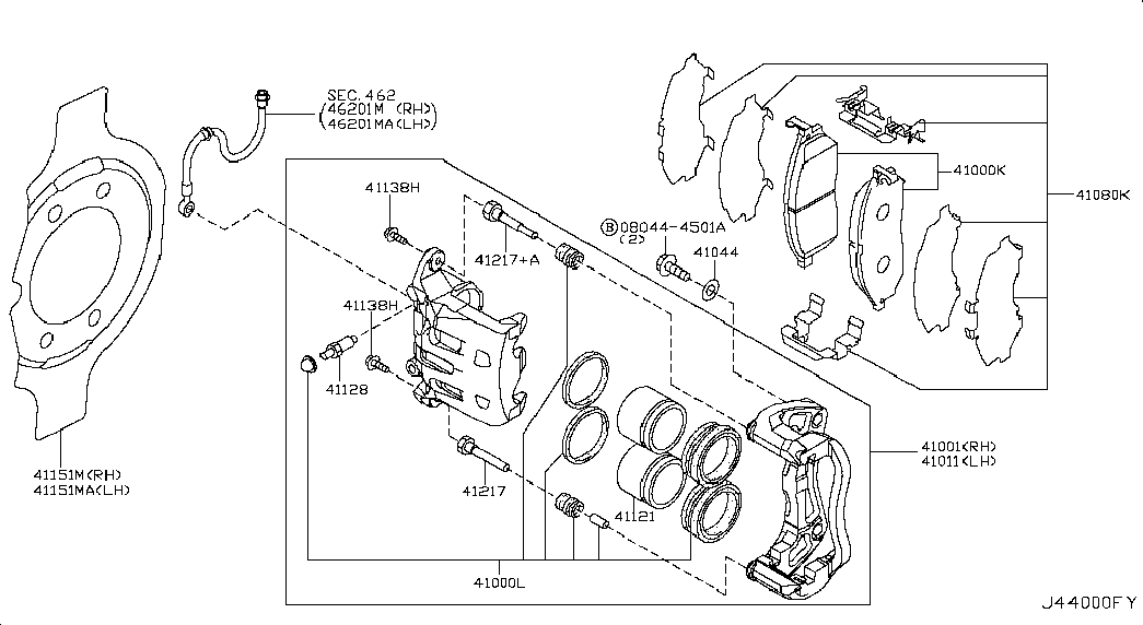 NISSAN 41060-EB325 - Гальмівні колодки, дискові гальма autozip.com.ua