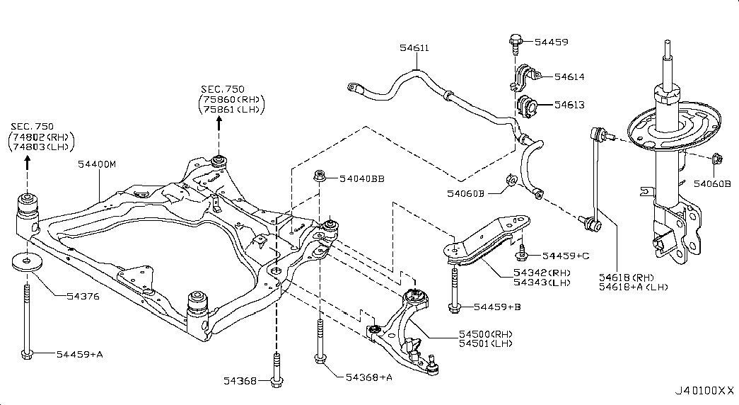 NISSAN 54400-JP30C - Втулка, балка мосту autozip.com.ua