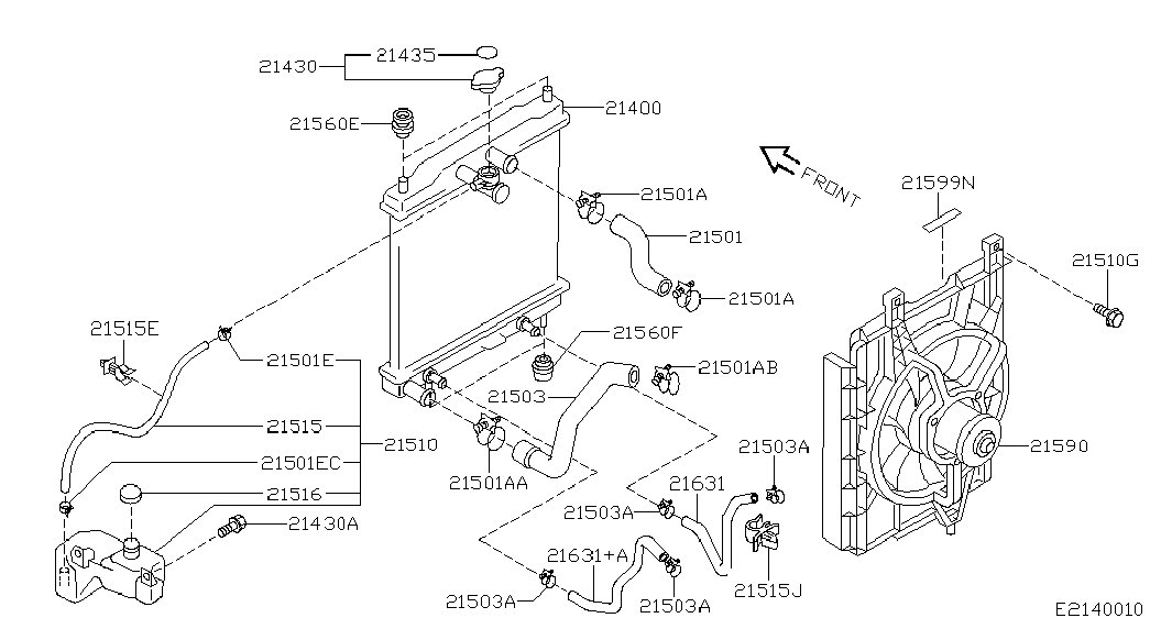 NISSAN 214605F615 - Радіатор, охолодження двигуна autozip.com.ua