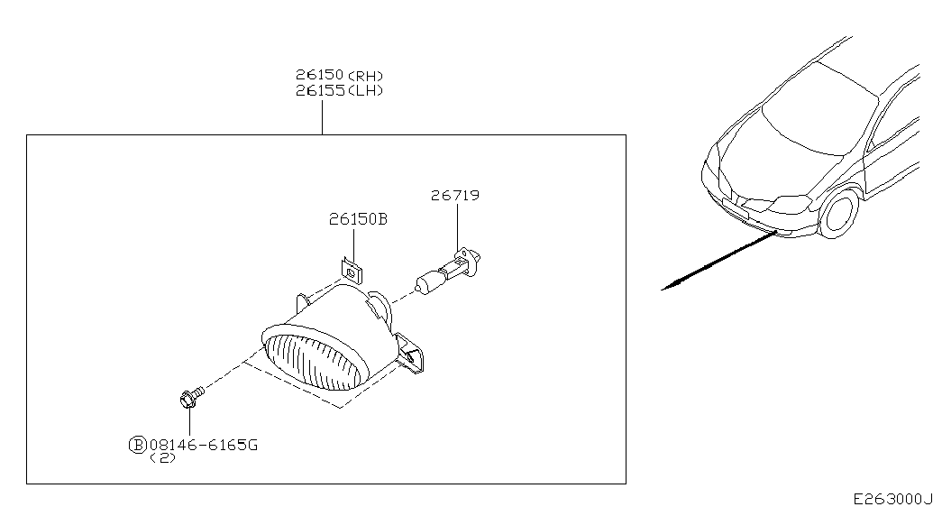 NISSAN 26155-AU325 - Противотуманная фара autozip.com.ua