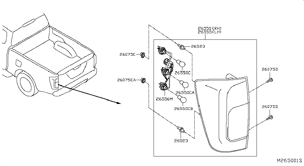 NISSAN 26555-4KJ0B - Задній ліхтар autozip.com.ua