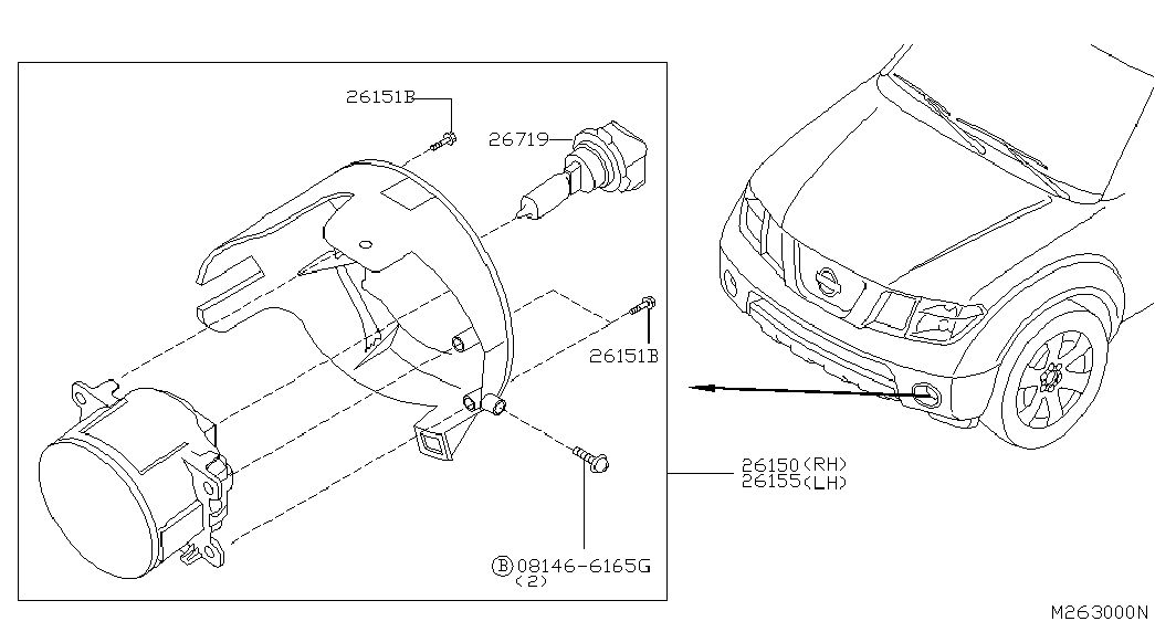 NISSAN 26155-EB500 - Противотуманная фара autozip.com.ua