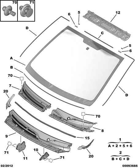 PEUGEOT 8105 74 - WINDSHIELD PANEL UPPER CROSSMB autozip.com.ua