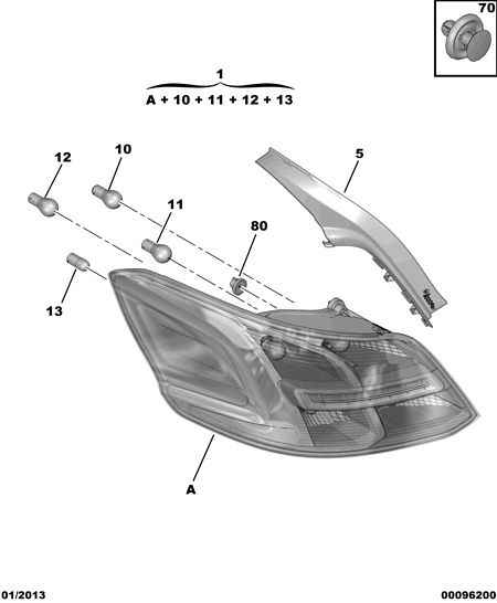 CITROËN 96 748 077 80 - Задній ліхтар autozip.com.ua