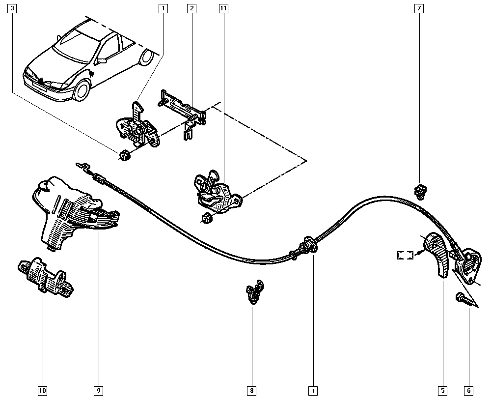 RENAULT 7700 421 505 - Тросик замка капота autozip.com.ua