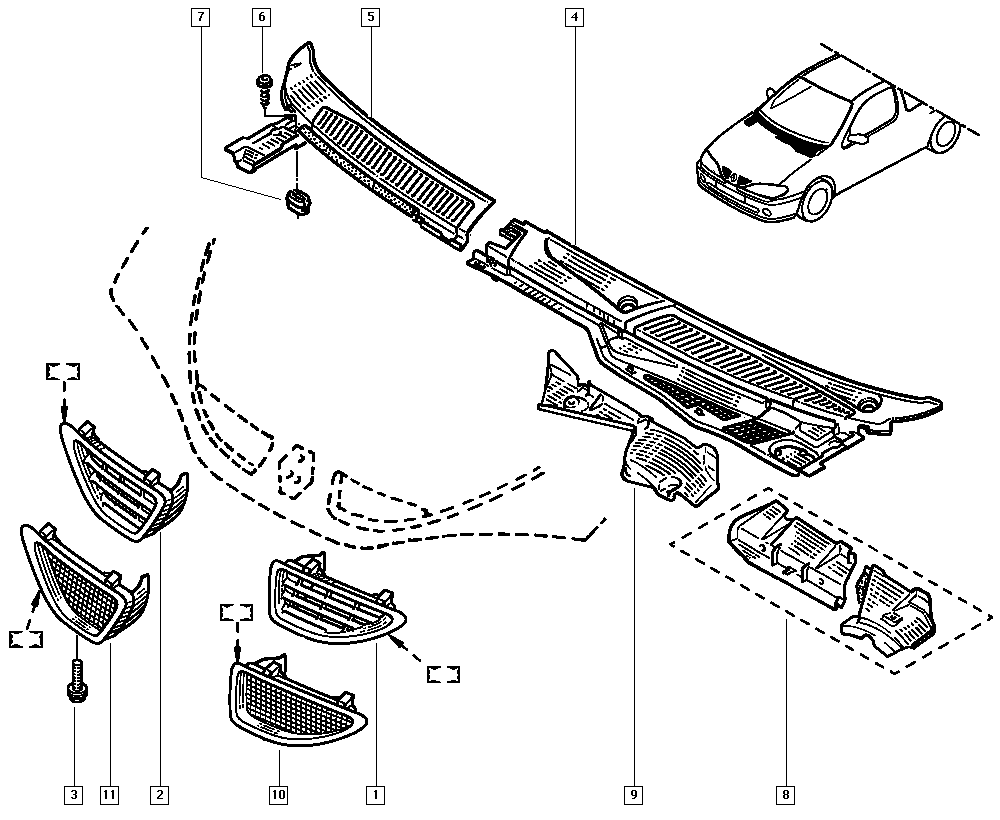 RENAULT 82 00 057 390 - Решітка радіатора autozip.com.ua