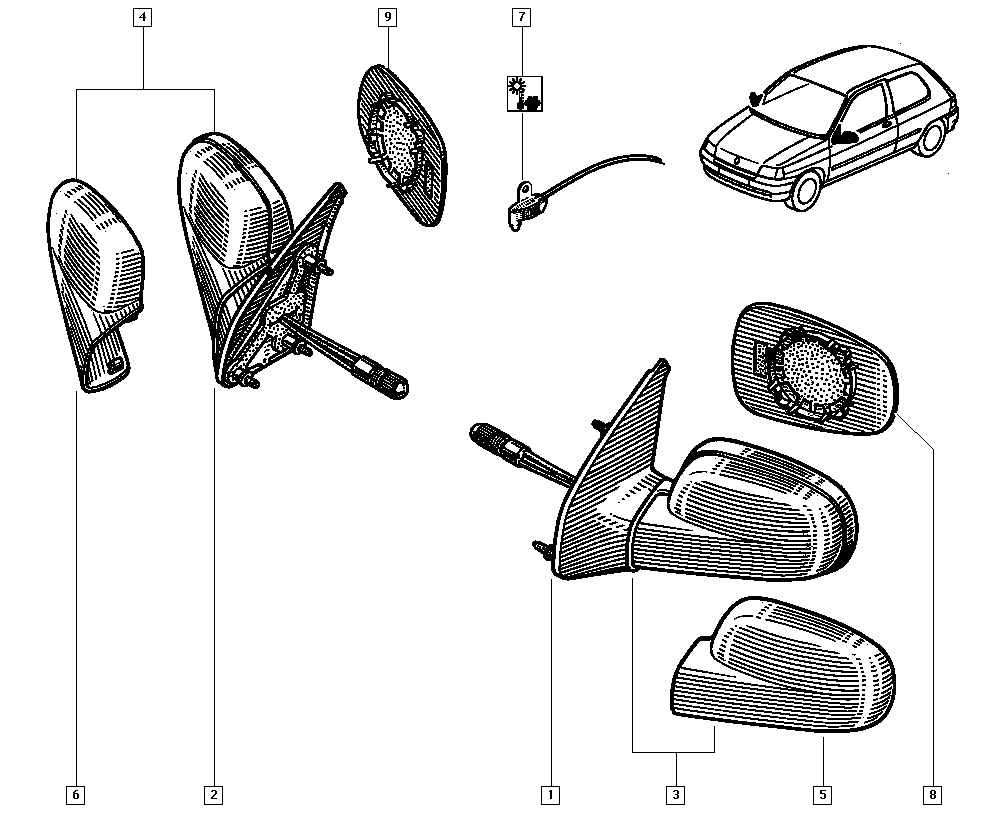 RENAULT 7701040255 - Дзеркальне скло, зовнішнє дзеркало autozip.com.ua